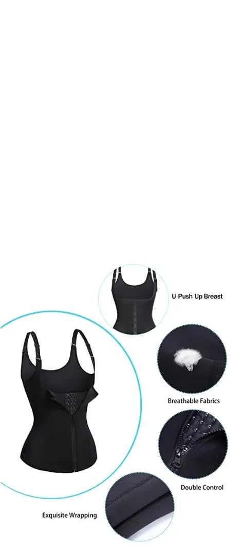 Junlan Women Waist Trainer Corset Zipper & Hook Body Shaper Workout Tank Tops Shapewear pattanaustralia